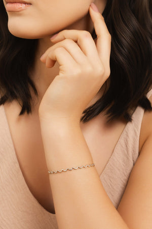 Bracelete Ondas 3 mm Ródio Branco