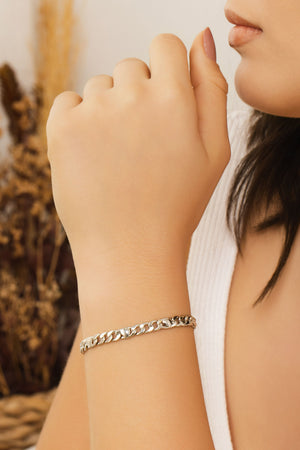 Pulseira Grumet Corações Lisos Ródio Branco