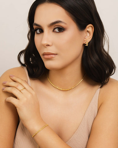 Choker Elos Duplos 4 mm Banhado a Ouro 18K - 35 cm