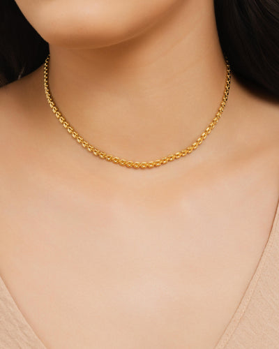 Choker Elos Duplos 4 mm Banhado a Ouro 18K - 35 cm