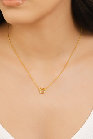 Gargantilha Veneziana Borboleta Vazada Banhado a Ouro 18K - 45 cm