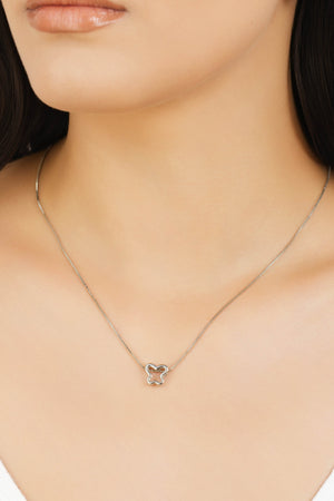 Gargantilha Veneziana Borboleta Vazada Ródio Branco - 45 cm