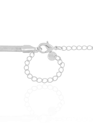 Choker Malha Fita Coração Ródio Branco