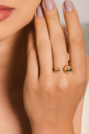 Anel Bolas Lisas Tamanho 22 Banhado a Ouro 18K