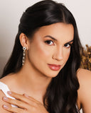 Brinco Meia Bola Franja Elos 6.3 cm Ródio Branco