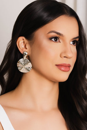 Brinco Gota Redondo Orgânico 5.5 cm Ródio Branco