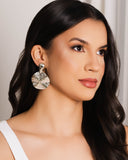 Brinco Gota Redondo Orgânico 5.5 cm Ródio Branco