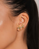 Ear Cuff Palitos Cravejado Cristal 2.3 cm Banhado a Ouro 18K