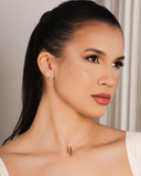 Ear Cuff Palitos Cravejado Cristal 2.3 cm Ródio Branco