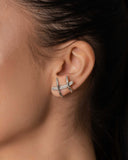 Ear Cuff Palitos Cravejado Cristal 2.3 cm Ródio Branco