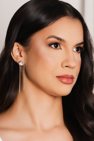 Brinco Rabo de Rato Franja Ponto de Luz 7.2 cm Ródio Branco