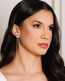 Brinco Rabo de Rato Franja Ponto de Luz 7.2 cm Ródio Branco