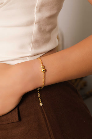 Pulseira Elos Bolas Lisas Banhado a Ouro 18K