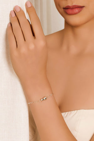 Pulseira Elos Bolas Lisas Ródio Branco