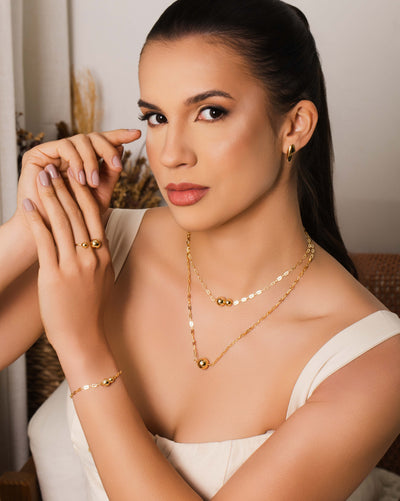 Choker Elos Bolas Lisas Banhado a Ouro 18K - 35 cm