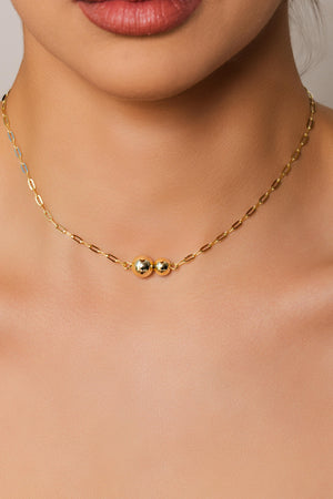 Choker Elos Bolas Lisas Banhado a Ouro 18K