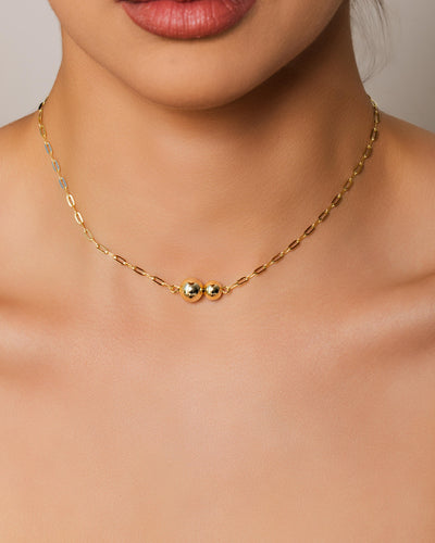 Choker Elos Bolas Lisas Banhado a Ouro 18K - 35 cm