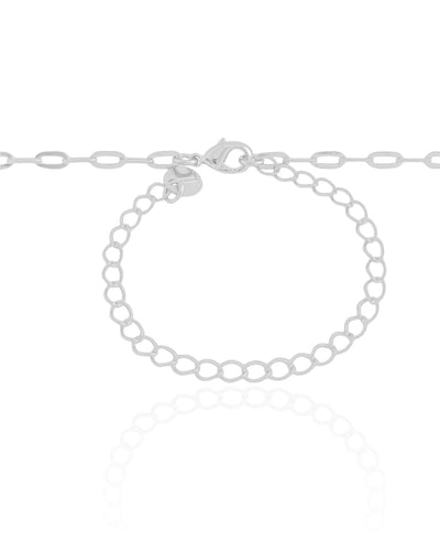Choker Elos Bolas Lisas Ródio Branco - 35 cm