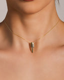 Gargantilha Elos Palitos Duplos Cravejado Cristal Banhado a Ouro 18K - 40 cm