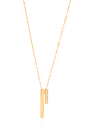 Gargantilha Elos Palitos Duplos Cravejado Cristal Banhado a Ouro 18K - 40 cm