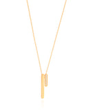 Gargantilha Elos Palitos Duplos Cravejado Cristal Banhado a Ouro 18K - 40 cm