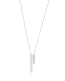 Gargantilha Elos Palitos Duplos Cravejado Cristal Ródio Branco - 40 cm