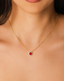 Conjunto Ponto de Luz Rubi Cravejado Cristal Banhado a Ouro 18K