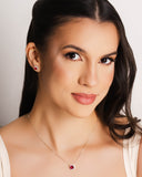 Conjunto Ponto de Luz Rubi Cravejado Cristal Ródio Branco