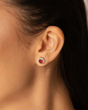 Conjunto Ponto de Luz Rubi Cravejado Cristal Ródio Branco