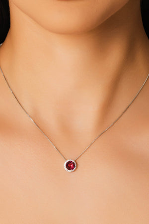 Conjunto Ponto de Luz Rubi Cravejado Cristal Ródio Branco