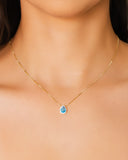 Conjunto Gota Topazio Sky Cravejado Cristal Banhado a Ouro 18K