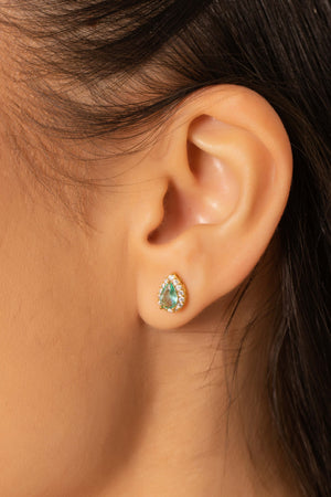 Conjunto Gota Turmalina Cravejado Cristal Banhado a Ouro 18K