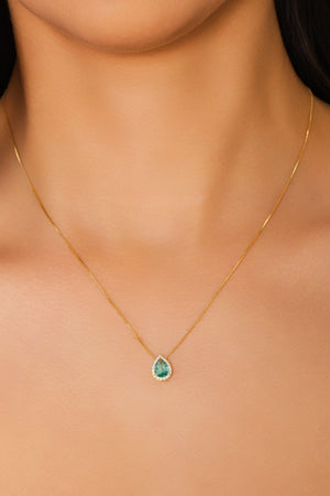 Conjunto Gota Turmalina Cravejado Cristal Banhado a Ouro 18K