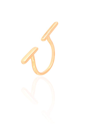 Anel Ajustável Palitos Cravejado Cristal Tamanho P Banhado a Ouro 18K