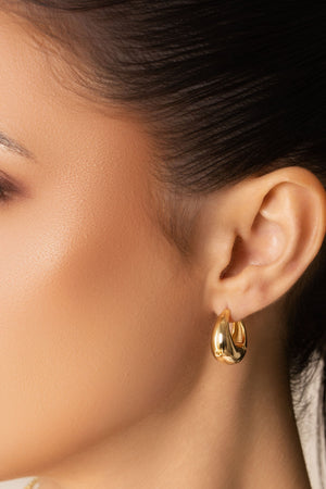 Brinco Argola Click Abaulada Lisa 1.9 cm Banhado a Ouro 18K