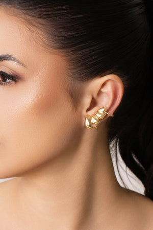 Ear Cuff Orgânico Liso 3.0 cm Banhado a Ouro 18K