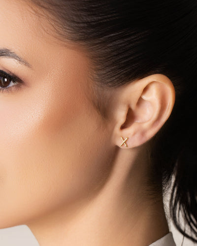 Trio de Brincos X Liso Banhado a Ouro 18K