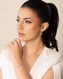 Pulseira Elos Pérolas Ródio Branco