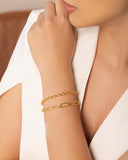 Pulseira Dupla Elos Ovais e Portugueses Banhado a Ouro 18K