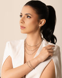 Pulseira Dupla Elos Ovais e Portugueses Ródio Branco