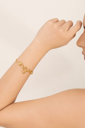 Bracelete Ondas Bolas Lisas Banhado a Ouro 18K