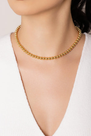 Choker Bolas Lisas 6 mm Banhado a Ouro 18K - 35 cm
