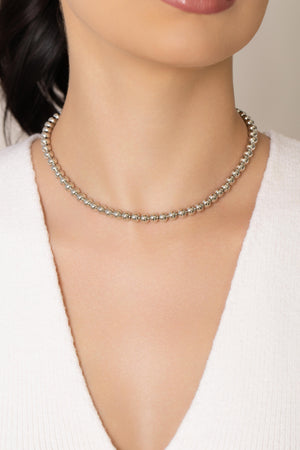 Choker Bolas Lisas 6 mm Ródio Branco