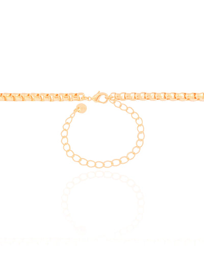 Choker Elos Quadrados 5 mm Banhado a Ouro 18K - 32 cm