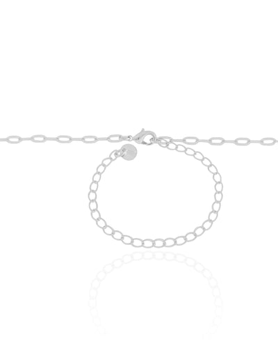 Choker Elos Pérolas Ródio Branco - 35 cm