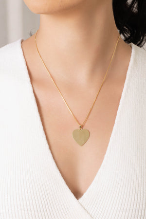 Gargantilha Veneziana Coração Flat Liso Banhado a Ouro 18K - 45 cm