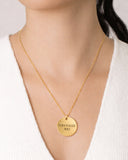Gargantilha com Pingente Redondo Personalizado Flat Liso Banhado a Ouro 18K - 45 cm
