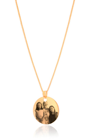 Gargantilha com Pingente Redondo Personalizado Flat Liso Banhado a Ouro 18K - 45 cm