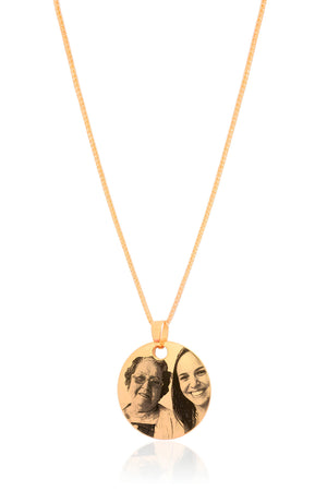 Gargantilha com Pingente Redondo Personalizado Flat Liso Banhado a Ouro 18K - 45 cm