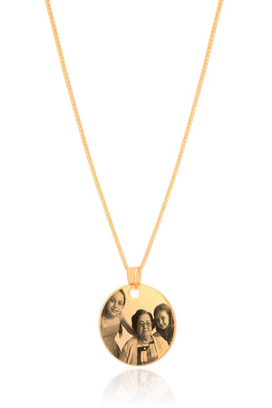 Gargantilha com Pingente Redondo Personalizado Flat Liso Banhado a Ouro 18K - 45 cm